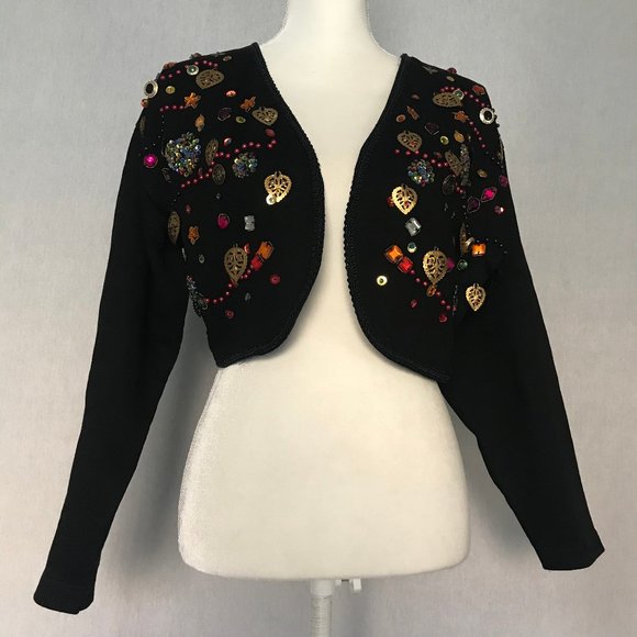 Jou Jou Jackets & Blazers - Jou Jou Women's Black Embellished Shrug Jacket M